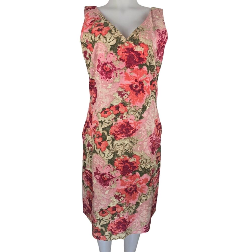 Talbots Stunning Sleeveless Floral Knee Length Women's Dress 14